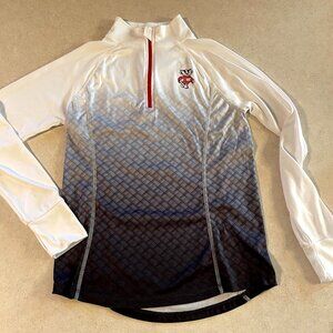 University of Wisconsin Badgers Colosseum White Grey 1/4 Zip  Shirt Women's Sm
